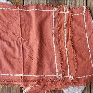 Lot of 3 burnt orange fringe pier 1 Imports Placemats